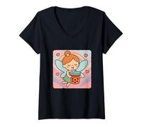 Mujer Fairy Bubble Tea Lover Lindo Anime Kawaii Rainbow Camiseta Cuello V