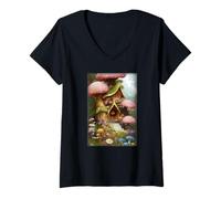 Mujer Fairy House Alegre Feeling Cozy Mushroom Uncanny Art Camiseta Cuello V