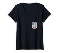 Mujer Faith Family Freedom - Bandera patriótica Cristiana Vintage de Estados Unidos Camiseta Cuello V
