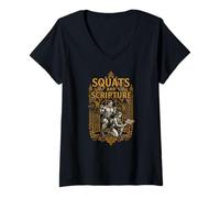 Mujer Faith Fitness Squats and Scripture Genial Women's Christian Camiseta Cuello V