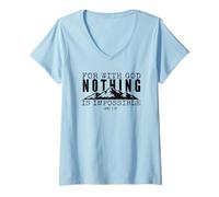 Mujer Faith Mountain Cita Nada es Imposible Biblia Cristiana Camiseta Cuello V