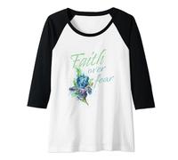 Mujer Faith Over Fear Inspirational Women’s Christian Quote Camiseta Manga Raglan