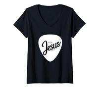 Mujer Faithful Jpick Jesus Mathew 10:13 Impresión inspiradora Camiseta Cuello V