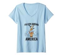 Mujer Falcon Around and Finding out - Divertido Oso alguacil de EE. UU. Camiseta Cuello V