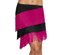 Mujer Falda de Tango de Salsa Latina de Baile con Flecos Faldas Irregular con borlas de tres Capas Minifalda Festival Rumba