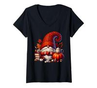 Mujer Fall Coffee GNOME Dad For Women Fall Vibes For Coffee Lover Camiseta Cuello V