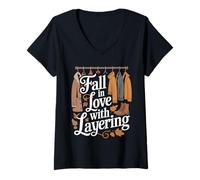 Mujer Fall in Love with Layering Autumn Coats Scarves Boots Camiseta Cuello V