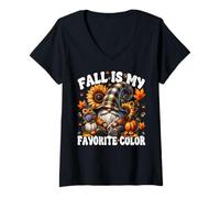 Mujer Fall Is My Favorite Color Autumn GNOME and Pumpkins For Fall Camiseta Cuello V