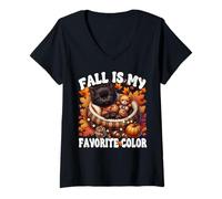 Mujer Fall Is My Favorite Color For Kitten Mom Cute Autumn Cat Camiseta Cuello V