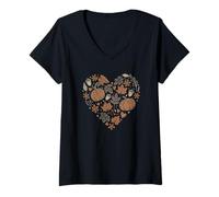 Mujer Fall Pumpkin Fall Leaves Acorns Hearts Rustic Fall Autumn Camiseta Cuello V