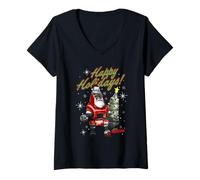 Mujer Fallout Happy Holidays from Santatron Christmas Video Game Camiseta Cuello V