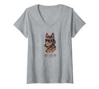 Mujer Fallout Retro Very Good Boy Cyberhound Rex Dog Video Game Camiseta Cuello V