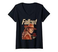 Mujer Fallout The Ghoul Silhouette Portrait TV Show Camiseta Cuello V
