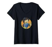Mujer Fallout Thumbs Up Lucy Illustration Video Game TV Show Camiseta Cuello V