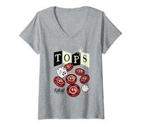 Mujer Fallout Tops Casino New Vegas Chips and Dice Video Game Camiseta Cuello V