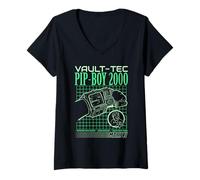 Mujer Fallout Video Game Pip-Boy 2000 Interface Retro Graphic Camiseta Cuello V