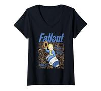 Mujer Fallout Video Game Vault Boy Wild West Bomb with Logo Camiseta Cuello V