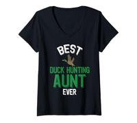Mujer Familia de Fuentes Best Duck Hunting Aunt Ever Cool Duck Camiseta Cuello V