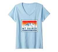 Mujer Familia de fuentes Mount Rainer National Park Washington Camiseta Cuello V