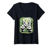 Mujer Familia de fuentes Pandamonium Panda Fun Bamboo Camiseta Cuello V