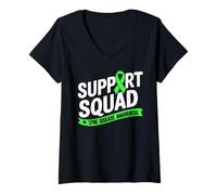 Mujer Familia de fuentes Support Squad Green Ribbon Lyme Disease Awareness Camiseta Cuello V