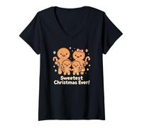 Mujer Familia de Fuentes Sweetest Christmas Ever Gingerbread Camiseta Cuello V