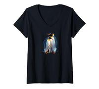 Mujer Familia de pingüinos, Aves acuáticas, aves no voladoras, Camiseta Cuello V