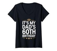Mujer Familia divertida de celebración de cumpleaños 60 de It's My Dad's Camiseta Cuello V