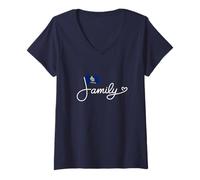 Mujer Familia Kansas - Arte de Palabras de Patrimonio de la Bandera de Kansan Camiseta Cuello V