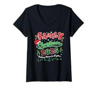 Mujer Familia Navidad 2025 Haciendo Recuerdos Xmas Plaid Matching Camiseta Cuello V