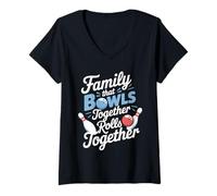 Mujer Familia Que Hace Bolos Juntos Rolls Together Bowling Camiseta Cuello V