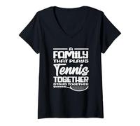 Mujer Familia Que Juega Tenis Juntos Jugador de Tenis Camiseta Cuello V