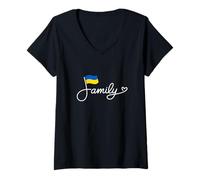 Mujer Familia Ucrania - Bandera de Ucrania Patrimonio Palabra Arte Camiseta Cuello V