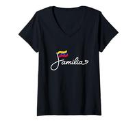 Mujer Familia Venezuela - Bandera Venezolana Patrimonio Familiar Palabra Arte Camiseta Cuello V
