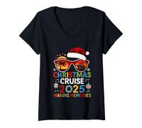 Mujer Family Christmas Cruise 2025 Festive Family Cruise Vacation Camiseta Cuello V