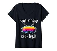 Mujer Family Crew Ski Trip Funny Family Vacation Matching Winter Camiseta Cuello V