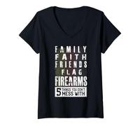 Mujer Family Faith Friends fidrearms Things You Dont Mess with Camiseta Cuello V