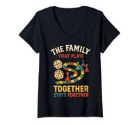 Mujer Family Game Night Crew - Juego de Mesa Dados y Meeples Camiseta Cuello V