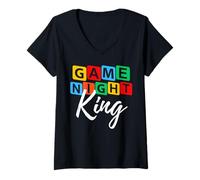 Mujer Family Game Night King Así es como Soy anfitrión de Game Night Camiseta Cuello V