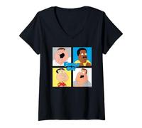 Mujer Family Guy Colorful Pop Art Character Grid Funny Cartoon Camiseta Cuello V