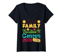 Mujer Family Vacation 2026 Cancun Travel Family Trip Mexico Vacay Camiseta Cuello V