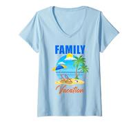 Mujer Family Vacation - Family & Couples Summer Vacation Trip Camiseta Cuello V
