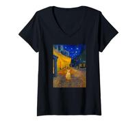 Mujer Famous Artist Painting Cafe Terrace At Night With Cat Humor Camiseta Cuello V