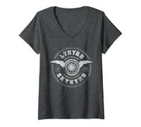 Mujer Fanático del Rock Estadounidense de Lynyrd Skynyrd Train Roll 0n Logo, Campesino sureño Camiseta Cuello V