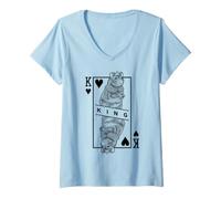 Mujer Fancy Rat Lover King of Hearts Funny Pet Roedor Pop Art Camiseta Cuello V