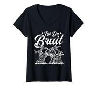 Mujer Fanfare Rey del Ruido Músico A La Batería Camiseta Cuello V
