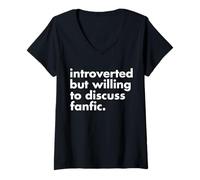 Mujer Fanfiction Fan Fiction Divertido Lindo Escritor Historia Fandom Love Camiseta Cuello V