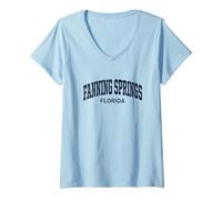 Mujer Fanning Springs Florida Vintage Camiseta Cuello V
