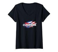 Mujer Fans del Orgullo de la Bandera de Puerto Rico de Cuba Camiseta Cuello V