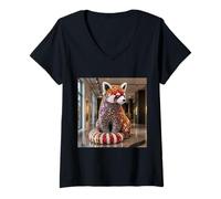 Mujer Fantasía Art Deco Panda Camiseta Cuello V